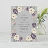 Amethyst Ivory Bloem Bruiloft Kaart (Staand voorkant)