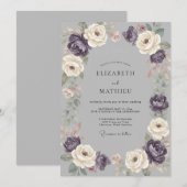 Amethyst Ivory Bloem Bruiloft Kaart (Voorkant / Achterkant)