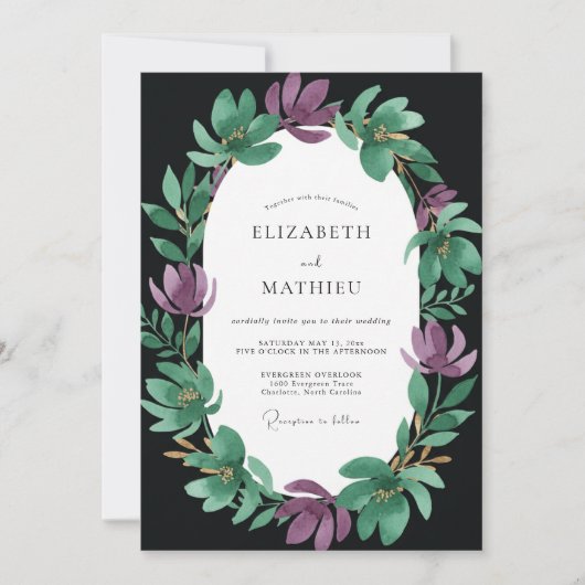 Amethyst Jade Magnolia Bruiloft Kaart (Voorkant)