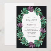 Amethyst Jade Magnolia Bruiloft Kaart (Voorkant / Achterkant)