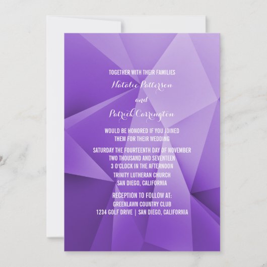 Amethyst Jewel Tones Wedding Invitation Kaart (Voorkant)