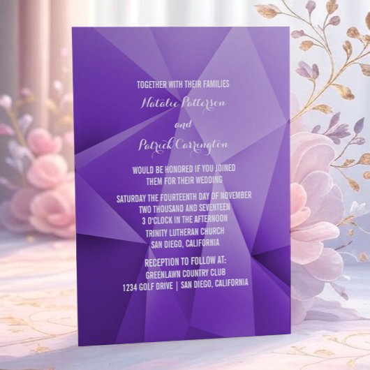 Amethyst Jewel Tones Wedding Invitation Kaart