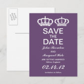 Amethyst koningspaar slaat de datum op aankondigingskaart (Voorkant / Achterkant)