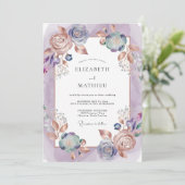 Amethyst Koper Ranunculus Eucalyptus Bruiloft Kaart (Staand voorkant)