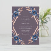 Amethyst Koperblad Eucalyptus Bruiloft Kaart (Staand voorkant)