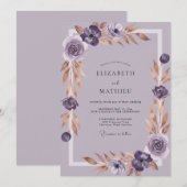 Amethyst Koperen Bloem Huwelijk Kaart (Voorkant / Achterkant)