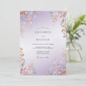 Amethyst Koperen Tak Eucalyptus Bruiloft Kaart (Staand voorkant)