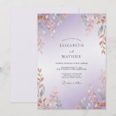 Amethyst Koperen Tak Eucalyptus Bruiloft Kaart (Voorkant / Achterkant)