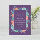 Amethyst Koraal Ranunculus Eucalyptus Bruiloft Kaart (Staand voorkant)