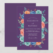 Amethyst Koraal Ranunculus Eucalyptus Bruiloft Kaart (Voorkant / Achterkant)