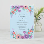Amethyst Koraal Ranunculus Grijs Eucalyptus Bruilo Kaart (Staand voorkant)
