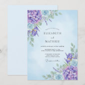 Amethyst Korenbloem Hydrangea Eucalyptus Bruiloft Kaart (Voorkant / Achterkant)