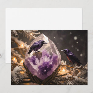 Amethyst Kristal Fantasie - Kraaien Ravens Kerstmi Feestdagenkaart