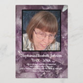 Amethyst-kristalfoto's en citaat programmakaart (Voorkant)
