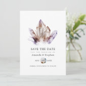 Amethyst Kristallen Bruiloft Save The Date (Staand voorkant)