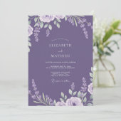 Amethyst Lavendel Bladrijk Bruiloft Kaart (Staand voorkant)