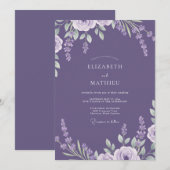 Amethyst Lavendel Bladrijk Bruiloft Kaart (Voorkant / Achterkant)