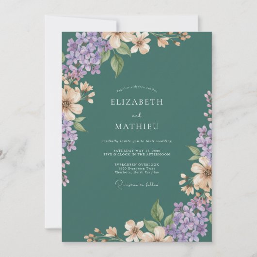 Amethyst Leiste Lilac Eucalyptus Bruiloft Kaart (Voorkant)