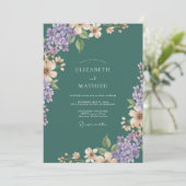 Amethyst Leiste Lilac Eucalyptus Bruiloft Kaart (Staand voorkant)
