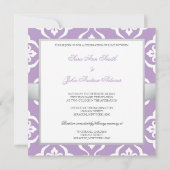 Amethyst Lelie Damast Bloemen Bruiloft Kaart (Achterkant)