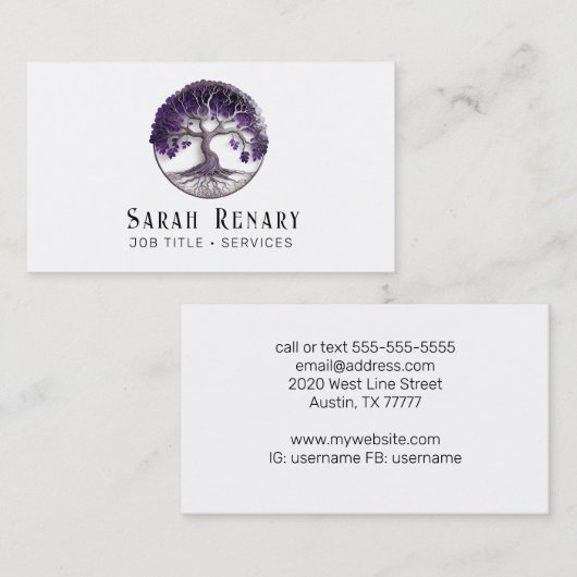 Amethyst-levensboom Visitekaartje (Voorkant / Achterkant)