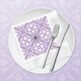 Amethyst Lily Damask Wedding Paper Napkin Servet