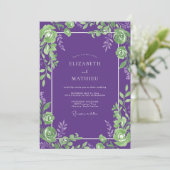 Amethyst Lime Winged Trouw Kaart (Staand voorkant)