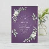 Amethyst Loofwerk Stofige Eucalyptus Bruiloft Kaart (Staand voorkant)