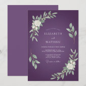 Amethyst Loofwerk Stofige Eucalyptus Bruiloft Kaart (Voorkant / Achterkant)