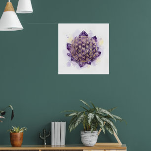 Amethyst Lotus Heilige Geometrie Kunstprint Spir Poster