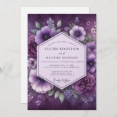 Amethyst Luminous Bloom Wedding Kaart (Voorkant / Achterkant)