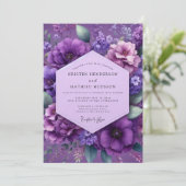 Amethyst Lush Floral Wedding Kaart (Staand voorkant)