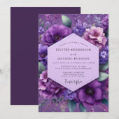 Amethyst Lush Floral Wedding Kaart (Voorkant / Achterkant)