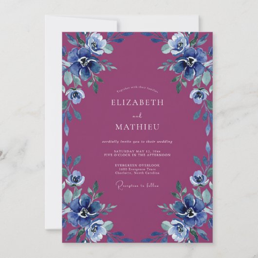 Amethyst Maagdenpalm Anemoon Bruiloft Kaart (Voorkant)