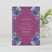 Amethyst Maagdenpalm Anemoon Bruiloft Kaart (Staand voorkant)