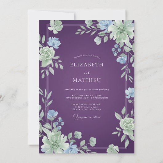 Amethyst Maagdenpalm Bloeiende Bruiloft Kaart (Voorkant)