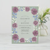 Amethyst Maagdenpalm Dahlia Bruiloft Kaart (Staand voorkant)