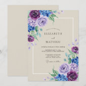 Amethyst Maagdenpalm Hortensia Eucalyptus Bruiloft Kaart (Voorkant / Achterkant)