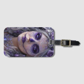 Amethyst Maan Calavera – Paarse Dag van de Doden Bagagelabel (Voorkant (horizontaal))