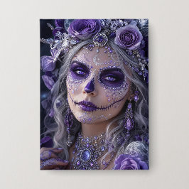 Amethyst Maan Calavera – Paarse Dag van de Doden Button