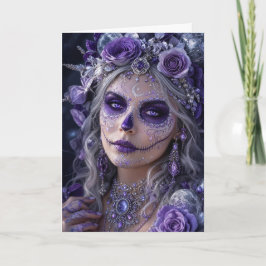 Amethyst Maan Calavera – Paarse Dag van de Doden Kaart