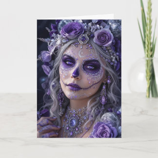 Amethyst Maan Calavera – Paarse Dag van de Doden Kaart