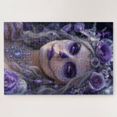 Amethyst Maan Calavera – Paarse Dag van de Doden Legpuzzel (Horizontaal)