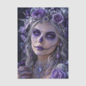Amethyst Maan Calavera – Paarse Dag van de Doden  Tissuepapier (Voorkant)