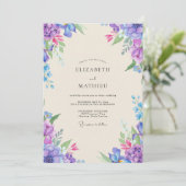 Amethyst Magenta Bloem Bruiloft Kaart (Staand voorkant)