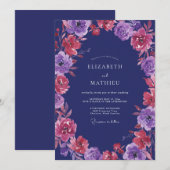 Amethyst Magenta Ranunculus Eucalyptus Bruiloft Kaart (Voorkant / Achterkant)