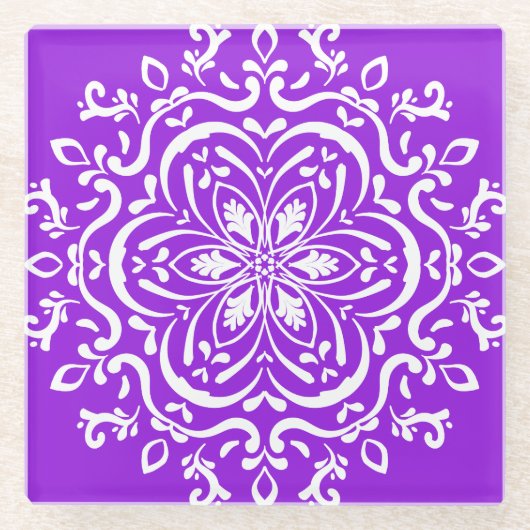 Amethyst Mandala Glazen Onderzetter (Voorkant)