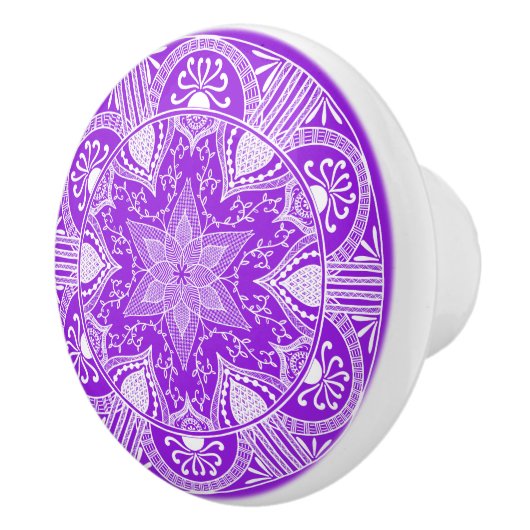 Amethyst Mandala Keramische Knop (Rechts)