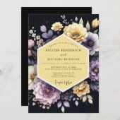 Amethyst Marigold Bloom Wedding Kaart (Voorkant / Achterkant)