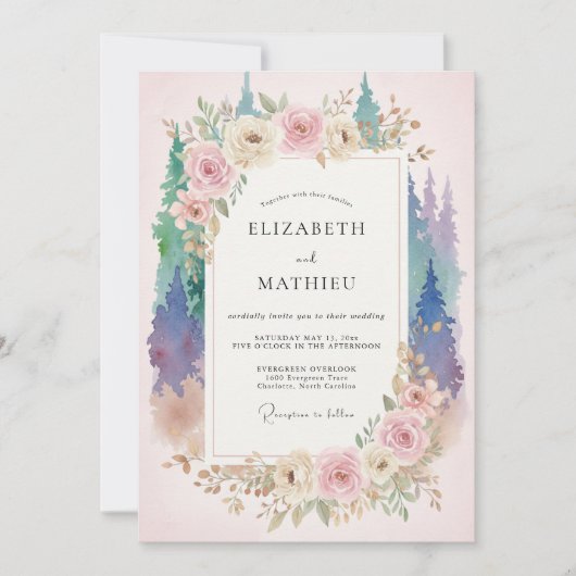 Amethyst Mauve Bos Eucalyptus Bruiloft Kaart (Voorkant)